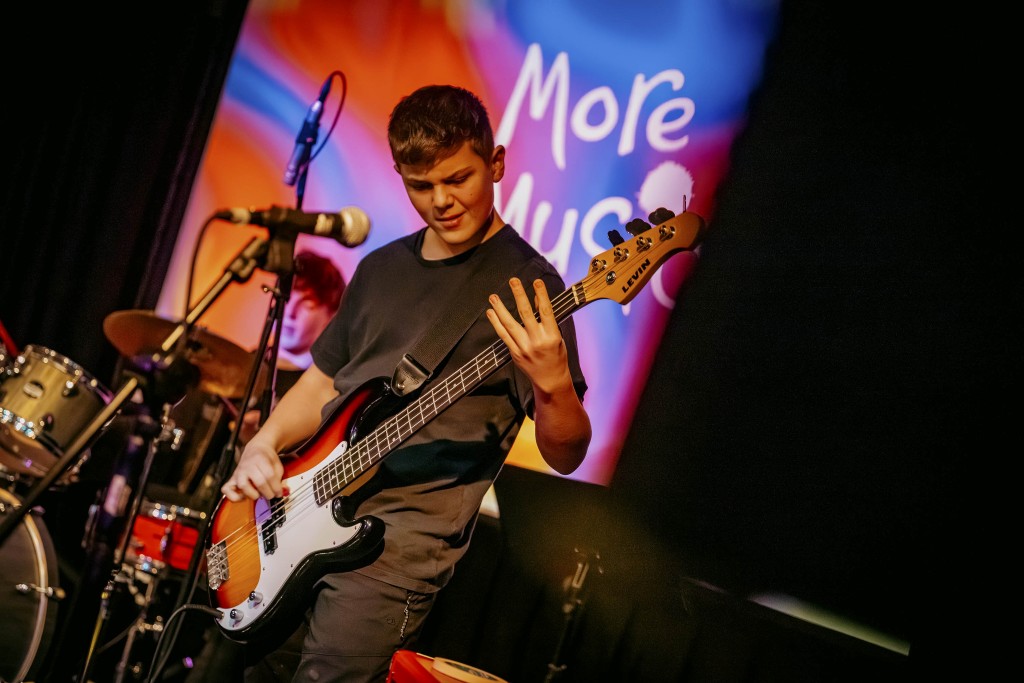 Web Article - More Music young bass player at YP gig - credit Robin Zahler